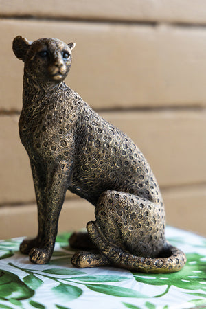 English Elm 5.1x3.5x6.1" Copper Panther Statue - Detailed Polyresin Wild Cat Decor, Lightweight Gift Accent for Home Office W2078P360882