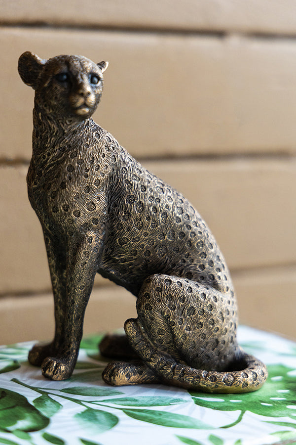 English Elm 5.1x3.5x6.1" Copper Panther Statue - Detailed Polyresin Wild Cat Decor, Lightweight Gift Accent for Home Office W2078P360882