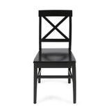 Christopher Knight Home® - Noble House - Roshan Farmhouse Black Finish Acacia Wood Dining Chairs