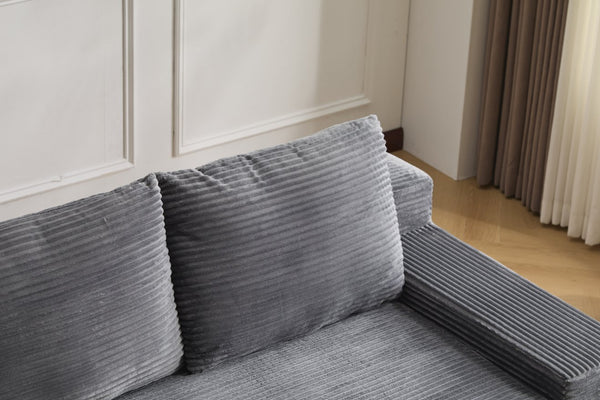 English Elm Loveseat Corduroy Bean Bag Sofa Bed with Memory Foam, Reversible Cushions, Plush Bolsters, No Assembly Required DARK GREY W3723P346938