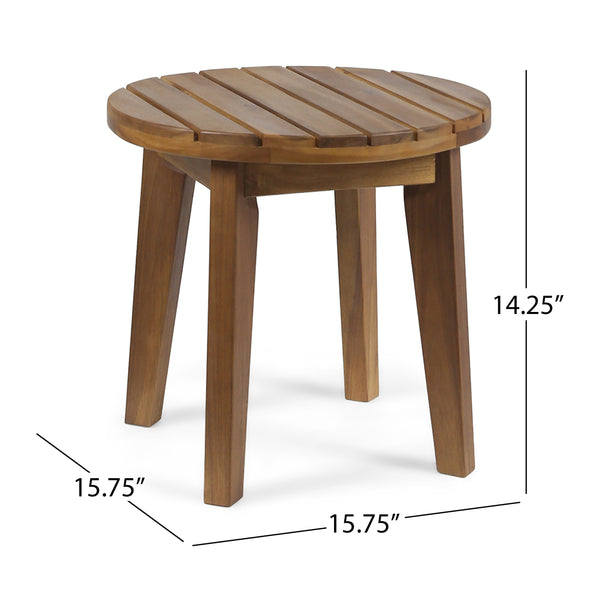 English Elm Christopher Knight Home® - Outdoor Acacia Wood Side Table with Slat Paneling, Durable Solid Construction for Patio and Backyard Use Teak 62266.00