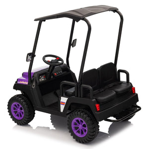 English Elm 24v Kids Electric Ride on Truck Four Seat All Wheel Drive Spring Suspension Sunshade Purple W1578P381255