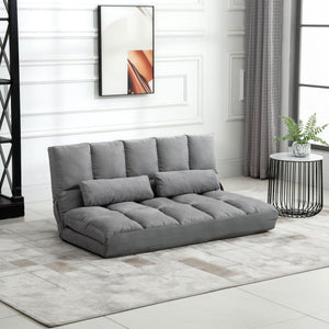 English Elm Homcom Convertible Floor Sofa Chair – Adjustable Lounger, Space-Saving Bed With 2 Pillows & Comfort W2225P217474