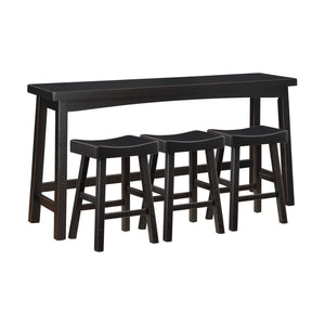 English Elm Transitional 4-Piece Counter Height Set - Elegant Black Rubberwood Table & Stools For Any Space B011P284442-GIGA