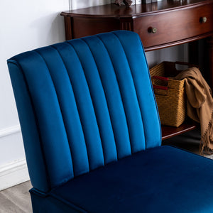 English Elm Reese Mid Century Modern Velvet Accent Chairs Set of 2 — Channel Tufted Comfort with Solid Wood Legs and Luxurious Upholstery Dark Blue B2735P271030