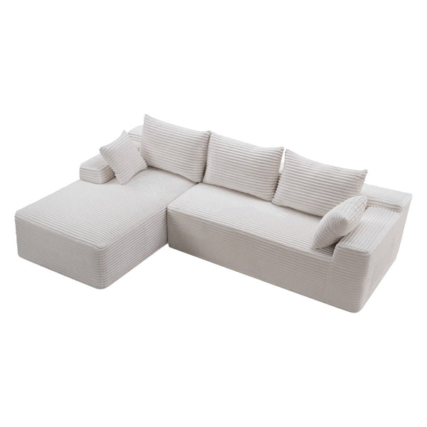 English Elm 94.5" Jumbo Corduroy Cloud Sectional Deep Seat L-shape Sofa for Living Room W5515P495014