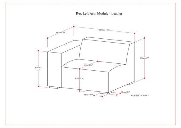 English Elm Rex Left Arm Sofa Module - Luxurious Caramel Brown Leather, Modern Comfort, And Customizable Design B136P199274-GIGA