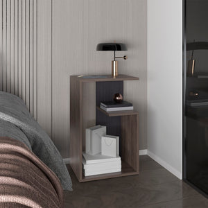 English Elm Side Table 25" H With 2 Shelves - Modern Dark Brown Accent For Living Room, Bedroom & Entryway B097P296869-GIGA