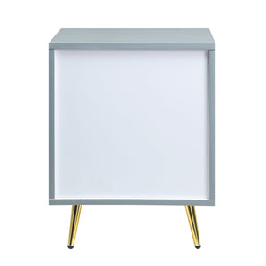 English Elm Gaines Modern Gray High Gloss Nightstand with 2 Drawers, Metal Legs, 66lb Top Capacity, KD Finish B2726P277291