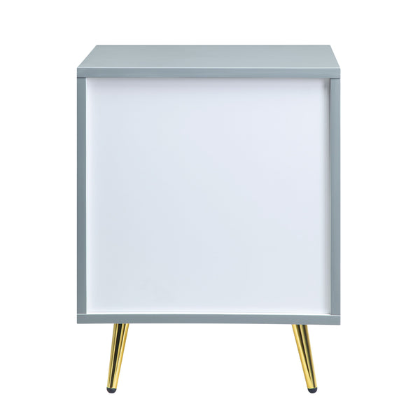 English Elm Gaines Modern Gray High Gloss Nightstand with 2 Drawers, Metal Legs, 66lb Top Capacity, KD Finish B2726P277291