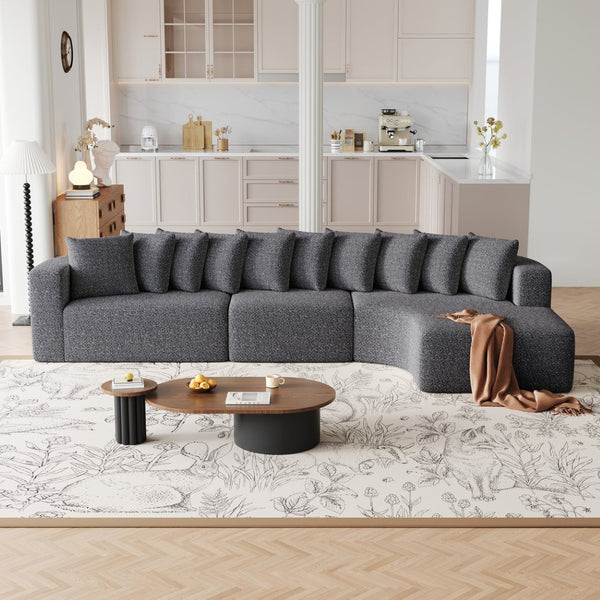English Elm 131.1-inch Chenille Cloud Sectional with Memory Foam Cushions and 10 Plush Pillows W3505S00015
