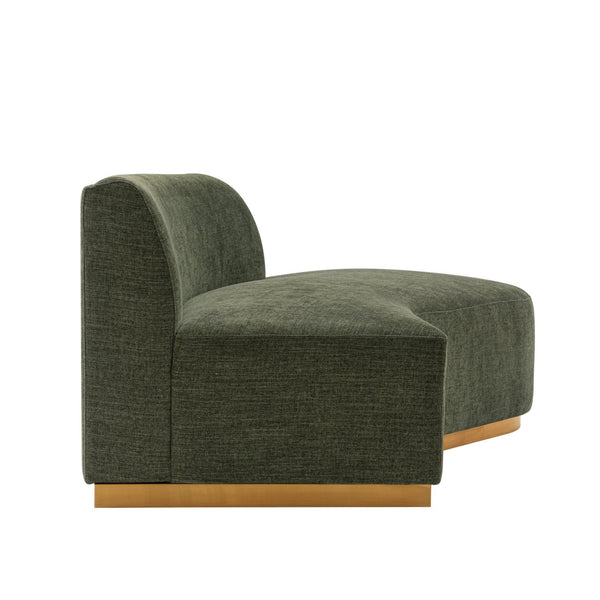 English Elm Daria 132" Chenille Sectional with Golden Mop Base — Luxurious High‑Density Foam, Pine Frame, 1100lb Capacity Olive Green B365S00121