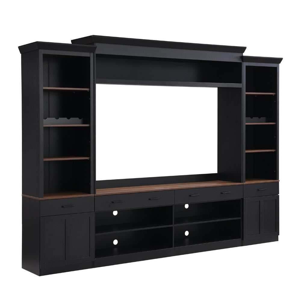 English Elm Tv Stand Media Wall Unit with Wine Rack Walnut Two Tone Farmhouse Mid Century Style N721P249238B