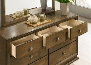 English Elm Walnut Transitional Nightstand 23.5"W x15"D x23"H – Engineered Wood, Dovetail Drawers, Zinc Bronze Knob B2741P326707