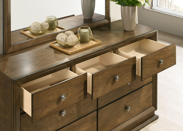 English Elm Walnut Transitional Nightstand 23.5"W x15"D x23"H – Engineered Wood, Dovetail Drawers, Zinc Bronze Knob B2741P326707
