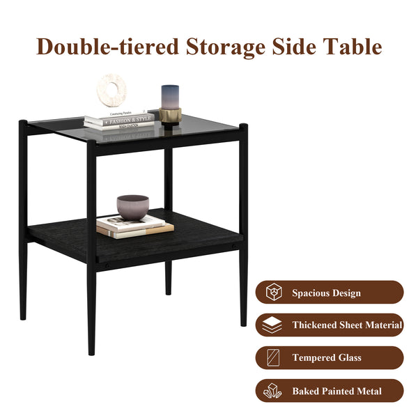 English Elm Coffee Table And End Tables Set Of 3 - Modern Glass & Mdf Design For Stylish Living Room Decor W241S00065