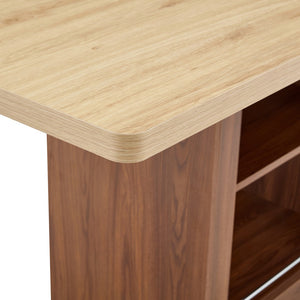 English Elm An Extendable Mdf Dining Table with Open Shelf Storage Seats up to Eight Walnut,Wood W1151S04624