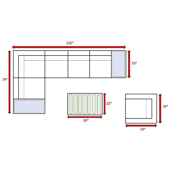 English Elm Weather-Resistant 9-Piece Wicker Seating Group With Sunbrella® Cushions – Fully Assembled Outdoor Set B120S00102-GIGA