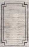 Unique Loom Oasis Fountain Machine Made Border Rug Gray, Ivory/Beige/Navy Blue 5' 0" x 8' 0"