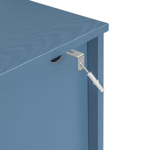 English Elm 2 Door 2 Drawer Cabinet with Solid Wood Feet, Smooth Slide Rails, Anti-Tip Lock, Easy Clean Surface Blue W688P179040