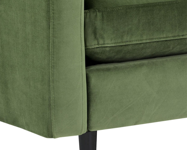 Sunpan YOSI Sofa - Moss Green Velvet with Channel Tufting for Modern Elegance & Everyday Comfort in Living Rooms 103687V