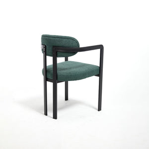 English Elm Modern Tufted Boucle Dining Chairs Set of 2 with Curved Back and Matte Metal Legs Antique Green,Black W3244P337417