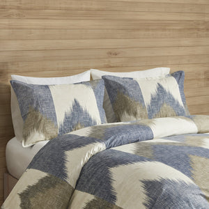 English Elm Full/Queen Alpine Duvet Cover Mini Set — 200TC Cotton Ikat Chevron, OEKO-TEX, Antimicrobial Finish B03596513
