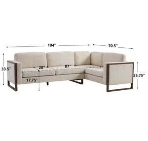 English Elm Christopher Knight Home® - Otis 104 in. L-Shaped 2-Piece Sectional Sofa in Beige Chenille – Modern Wood Frame, Durable Comfort N773IS00032B