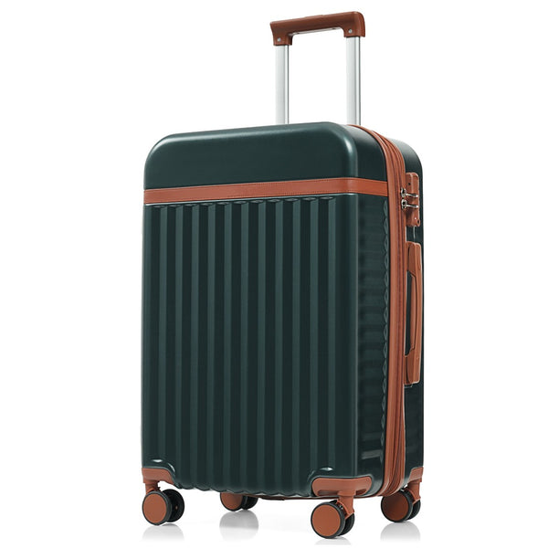 English Elm Luggage 3 Piece Abs Hard Shell Set with Usb Port Front Access and Spinner Wheels Dark Green N726P307555G