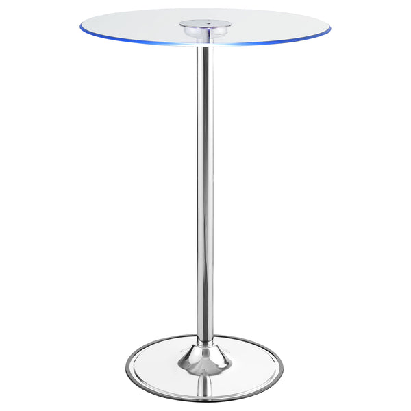 English Elm Indra Chrome Glass Top LED Bistro Bar Table with Dimmable Warm LED, Sturdy Metal Frame, 42" H B062S00666