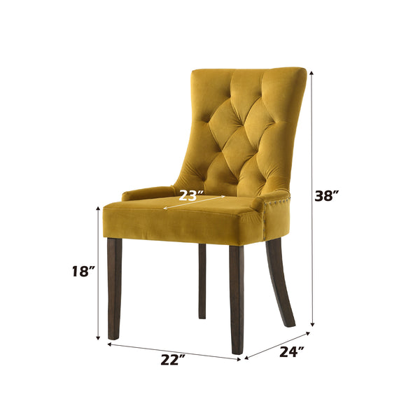 English Elm Farren Yellow Velvet Side Chair Set of 2 with Tufted Back, Nailhead Trim & Espresso Wood Legs, Plush Comfort B2726P264599