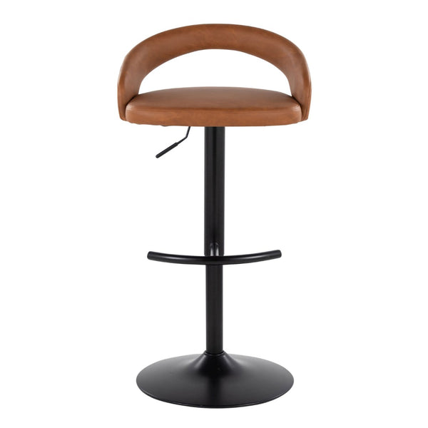 English Elm Adjustable Swivel Barstools Camel Faux Leather Seat Matte Black Base Set of 3 B202S02042