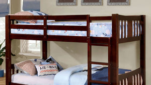 English Elm Twin Transitional Bunk Bed In Dark Walnut Finish - Space-Saving Design With Safety Features & Stability B2741S00363-GIGA