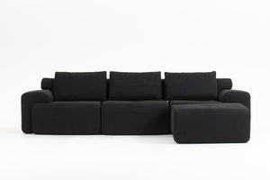 English Elm L-Shaped Convertible Sectional Sofa with Memory Foam, Steel Frame, No Assembly, Corduroy Comfort Black W2959S00016