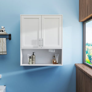 English Elm Bathroom Mirror Cabinet with Dual Tissue Slots, Adjustable Shelves, Durable Melamine Wood Finish W331P279735