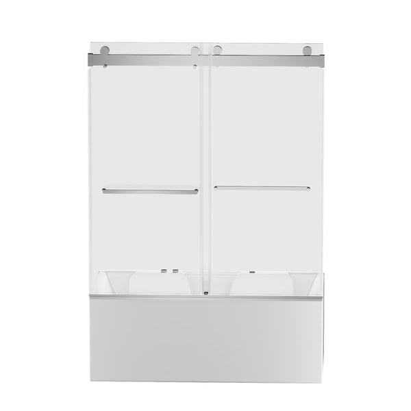 English Elm 56-60 in Frameless Bypass Tub Shower Door Tempered Glass Soft Close Chrome Finish W1573P205868