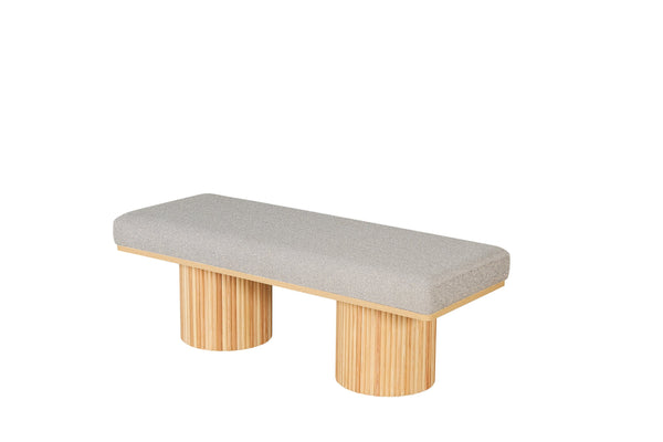 English Elm Upholstered Modern Boucle Bench with Black Chunky Legs, 260lb Capacity, Plush Foam Seat for Entryway Natural Wood W1435S00009