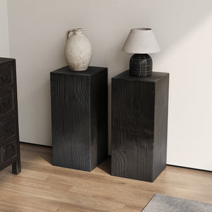 English Elm Christopher Knight Home® - Wood-Look Square-Column End Table 33.75" H with Distressed Wood-Like Finish, Durable MGO Fiberglass Blend Black N770P284172B