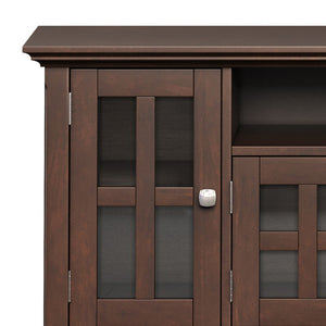 English Elm Acadian 72" Wide TV Media Stand Brown Wood & Glass - Handcrafted, Tempered Glass Doors, Cord Mgmt B136P203486