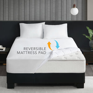 Sleep Philosophy 2-in-1 Casual Cool/Warm Reversible Waterproof and Stain Release Mattress Pad BASI16-0593 White