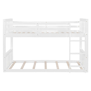 English Elm Twin Over Kids Bunk Bed Solid Pine Frame Gray Finish with Safety Guardrail N708P242163K