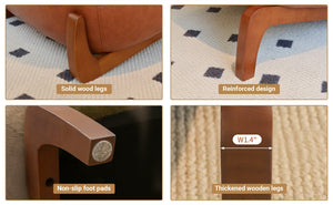 English Elm Cute Faux Leather Armless Accent Chair Solid Wood Legs Cushioned Seat Modern Brown W2105P440978