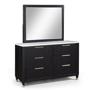 English Elm Modern Streamlined Chest with Engineered Stone Top and Brass Hardware — Ample Storage, Sleek Urban Style Black,White 62.25 L x 21.75 W x 38 H B2741P366725