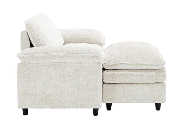 English Elm Accent Chair With Ottoman - Plush Chenille Upholstered Lounge Sofa, Modern Comfort For Any Space W2100S00109