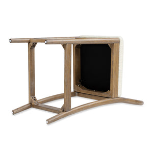 English Elm Jennifer Taylor Home - Leon Arched Back 27" Counter Stool Set of 2 in Ivory Bouclé with Rope-Wrapped Back, Eco Rubberwood Durable Finish B2719P245956