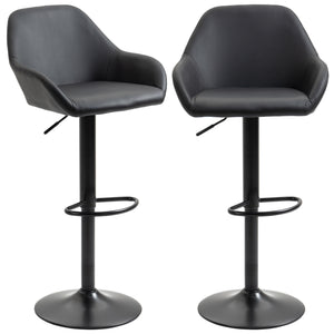 English Elm Homcom Modern Adjustable Bar Stools Set Of 2, Swivel Pu Leather With Footrest For Kitchen & Dining W2225P217149
