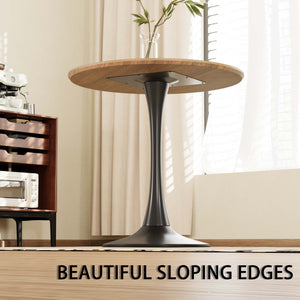 English Elm 31.5" Round Walnut Tulip Dining Table Set With 2 Stylish Faux Leather Chairs For 2-4 People W2189S00711