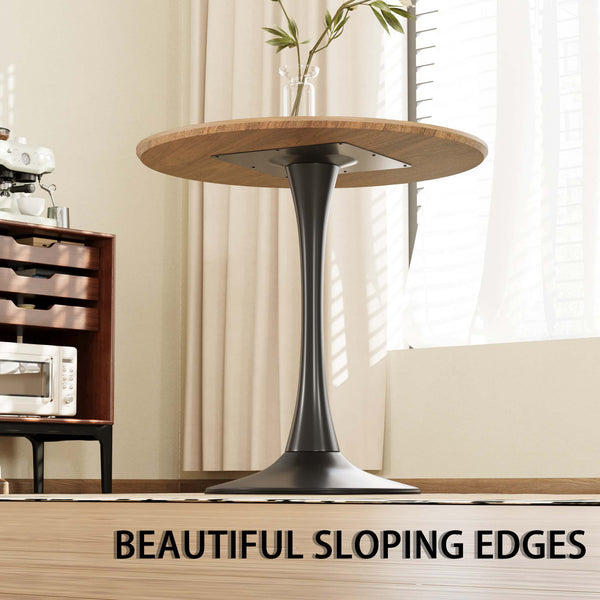 English Elm 31.5" Round Walnut Tulip Dining Table Set With 2 Stylish Faux Leather Chairs For 2-4 People W2189S00711