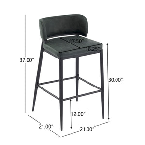 English Elm Christopher Knight Home® - Metal Industrial Leathaire Barstool Set of 2 with Comfortable Seat, Footrest, Non‑Slip Feet, Durable Frame Dark Green N771P247188L