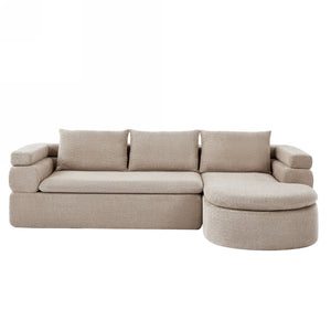 English Elm 106" L-shaped Sectional Sofa Modular Chaise Lounge Neutral Fabric Living Room Almond N771P396321V_N771P396322V